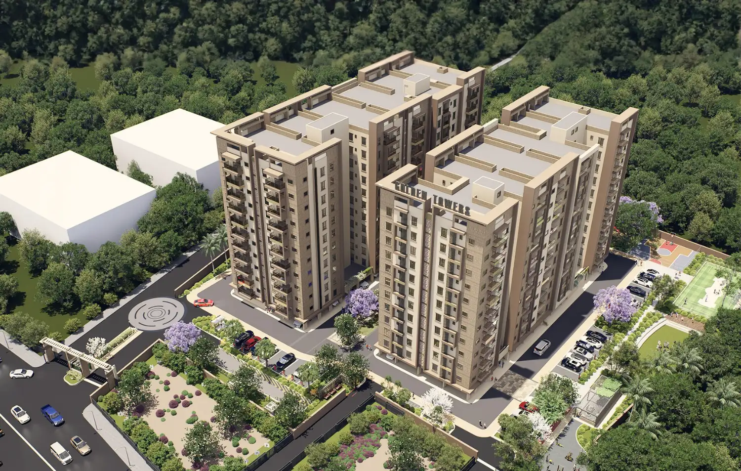 SLV Golden Towers Yelahanka - Wide Drone Aerial View