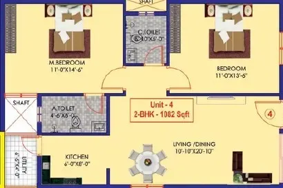 Anvika Adobe 2BHK Floor Plan