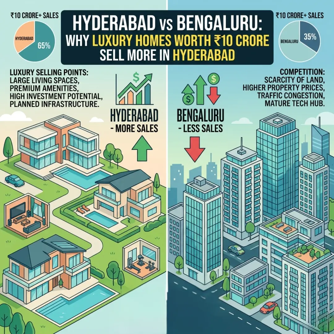 Hyderabad vs Bengaluru real estate luxury apartment market comparison by Globes Properties featuring SLV Golden Towers in Yelahanka Jakkur Bangalore