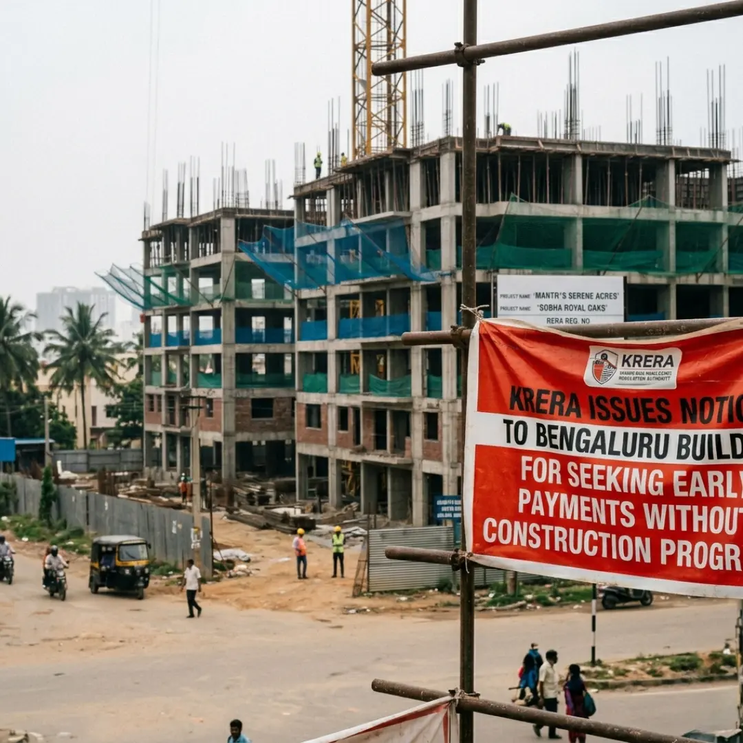 KRERA notice to Bengaluru builder with SLV Golden Tower under construction project in Yelahanka by Globes Properties