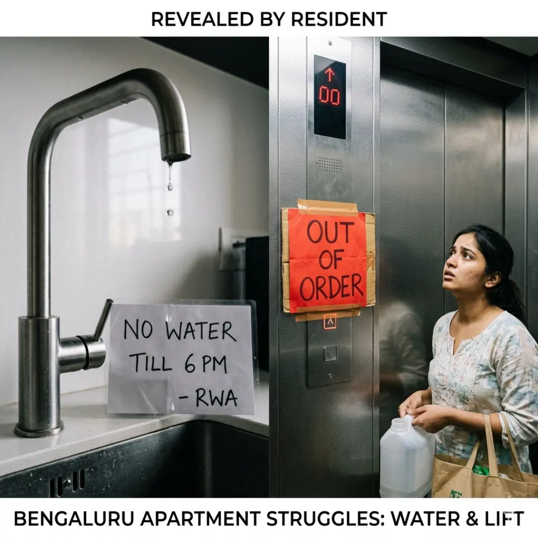 Bengaluru apartment issues including water shortage and lift problems in residential flats