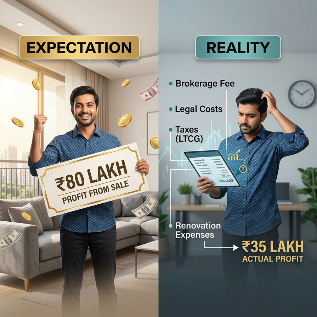 Real profit from property sale after taxes and hidden costs explained by Globes Properties and Elite Homes