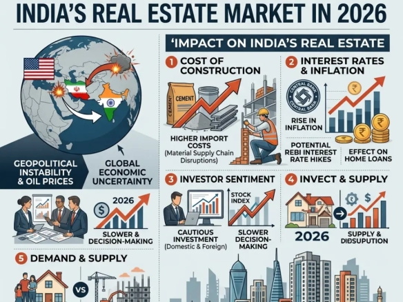 Real Estate Trends India 2026 showing housing projects and construction activity amid global geopolitical tensions