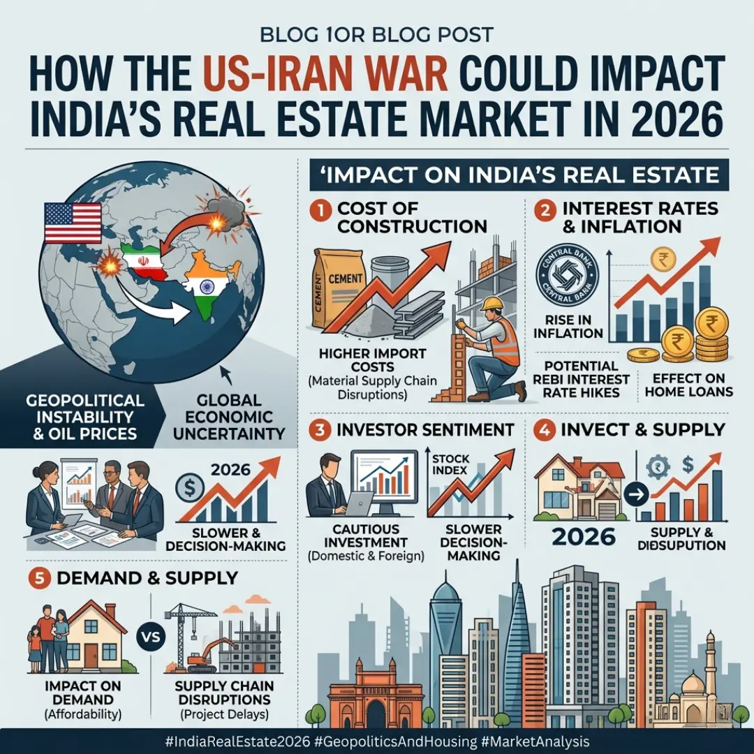 Real Estate Trends India 2026 showing housing projects and construction activity amid global geopolitical tensions