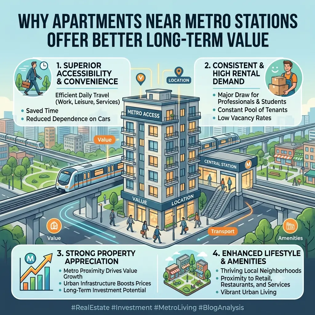 Luxury apartments near metro stations by Globes Properties with excellent connectivity and long-term investment value.